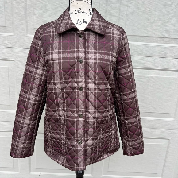 STUDIO WORKS QUILTED BROWN PLAID JACKET SIZE L - Picture 13 of 14